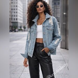 Love Tree Denim Jacket Distressed NWOT